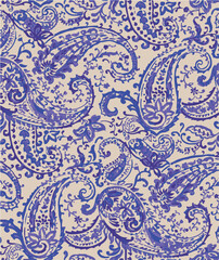 Paisley seamless vector pattern in traditional Oriental style. Decorated with flowers, leaves, and fantasy elements, for fabric, textile and wallpaper covers
