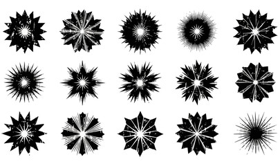 Retro Distressed Starburst Icons Vector Pack