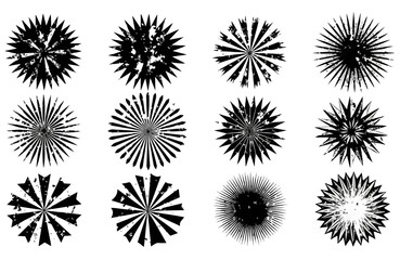 Retro Distressed Starburst Icons Vector Pack