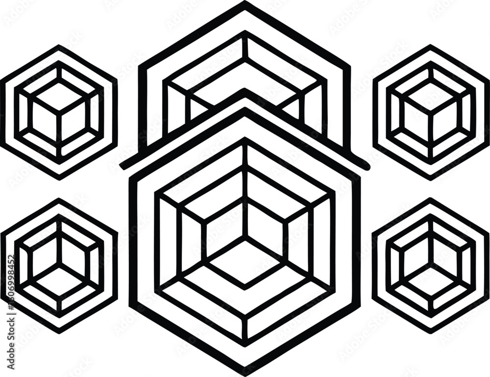 Aufkleber minimalist hexagonal honeycomb pattern geometric