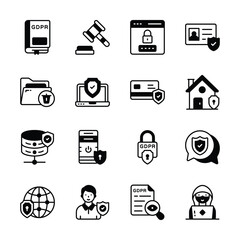 Check out this latest collection showing data protection glyph style icons