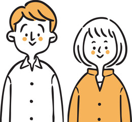 男性と女性　父と母（オレンジ）ベクター
