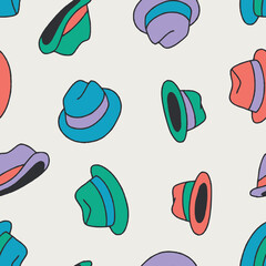 Fedora Vector Seamless Pattern Background for Surface Print Fabric Fashion Wrapping