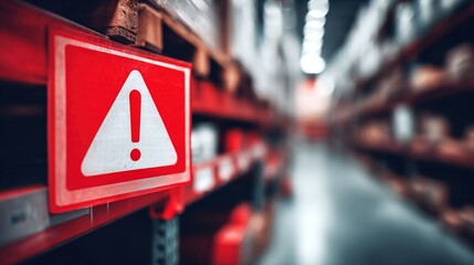 Red warning label on packaged product with bold text, symbolizing safety alert and consumer protection, product hazard caution sign for commercial goods.
