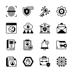 Get this handy collection showing data privacy glyph style icons