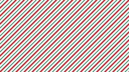 Christmas seamless pattern in classic candy cane design with red and green diagonal stripes on transparent background with 16x9 aspect ratio.