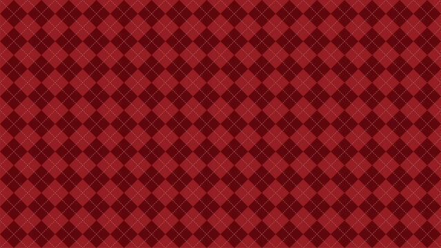 Seamless Christmas pattern features a classic argyle design in varying shades of red with subtle dotted lines, evoking a festive and cozy holiday spirit.