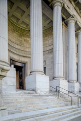 Montreal, Canada - June 05, 2025: skyline and streets of Old Montreal (Vieux) on a sunny day.