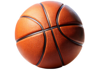  closeup view of a textured basketball isolated on white background PNG, AI GENERATED