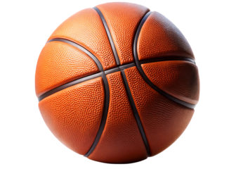  closeup view of a textured basketball isolated on white background PNG, AI GENERATED