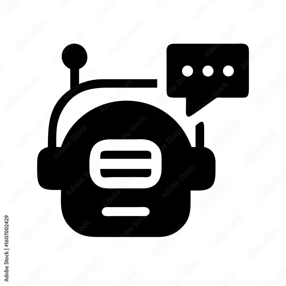 Poster ai chatbot assistant vector icon for technology support and automation in modern communication desig