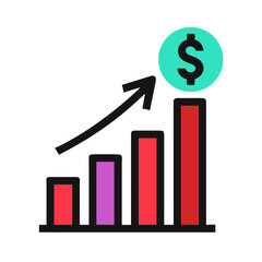 business graph with dollar sign