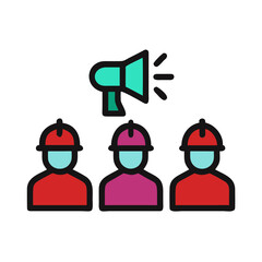 Workers and loudspeaker
