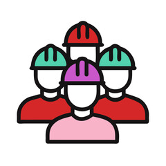 four construction workers wearing a helmet 