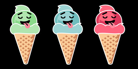 Funny Ice Cream Cones Vector Illustration