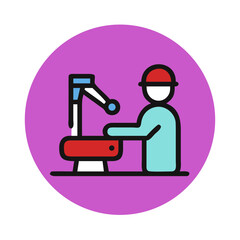 Worker at the machine, automation