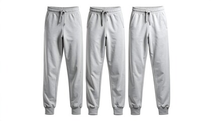 Three light gray sweatpants
