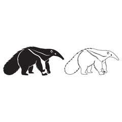 The Anteater Graphic - Wild Spirit - Distinctive Look - Anteater silhouette - Anteater lineart - Anteater vector - vector set of Anteater

