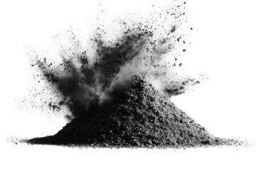 A grayscale explosion erupting from a mound of substance