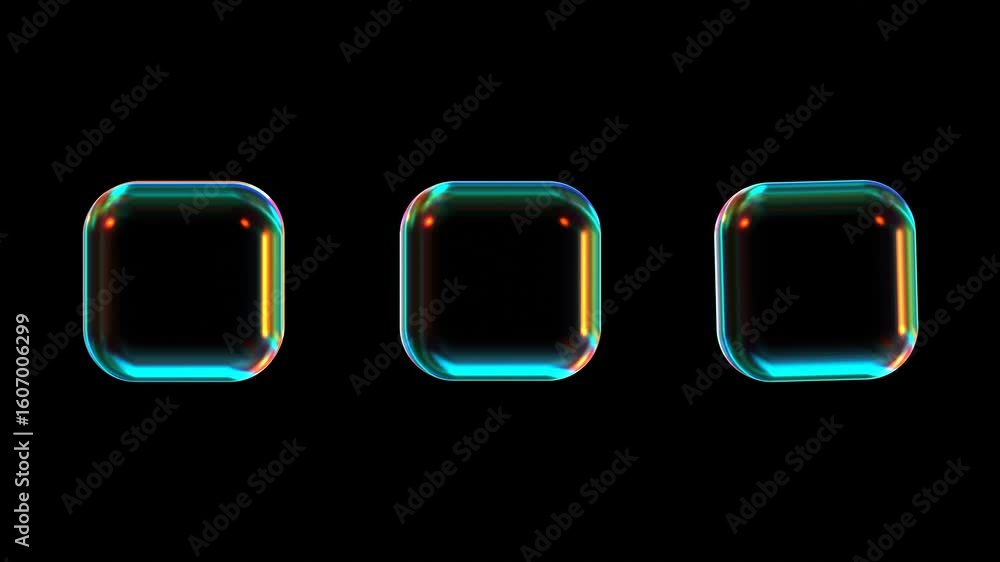 Poster animation of glowing cubes rotation in different direction