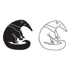 The Anteater Outline Set - Bushy Tail - Sharp Claws - Anteater silhouette - Anteater lineart - Anteater vector - vector set of Anteater

