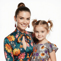 Mother and Daughter Embrace: A heart warming scene of a mother and her daughter, both radiating joy and affection, captured in a tender moment of familial connection.