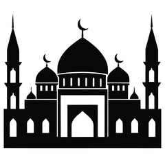 Islamic mosque silhouette design element on a clean white background suitable for architectural or cultural themes
