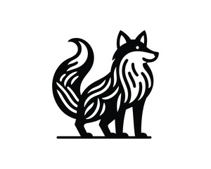 Stylized Fox Illustration with Intricate Line Patterns
