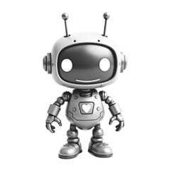 Cute retro robot character with big eyes and heart detail in halftone style. Perfect for tech, kids, or retro design projects.