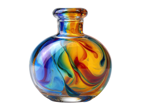 Colorful swirling glass bottle