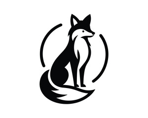 Elegant Fox Silhouette with Circular Accents Vector Illustration