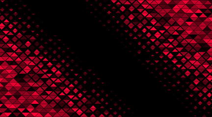 Bright red minimal mosaic triangles abstract geometry background. Low poly geometrical pattern. Vector technology design