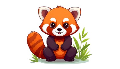 Cute red panda cartoon