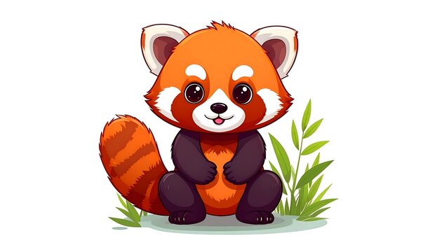 Cute red panda cartoon