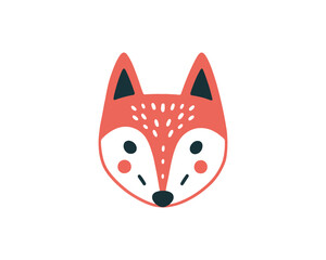 Whimsical Fox Portrait in Scandinavian Folk Art Style