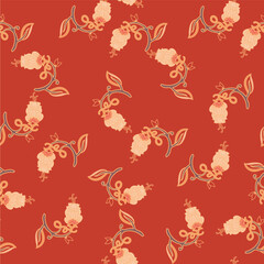 Red Background Small Floral Pattern