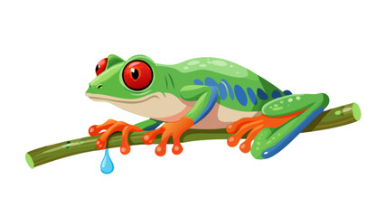 Fototapeta premium Red eyed tree frog vector illustration amphibian tropical rainforest animal wildlife exotic clipart drawing art