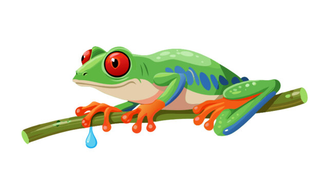 Red eyed tree frog vector illustration amphibian tropical rainforest animal wildlife exotic clipart drawing art