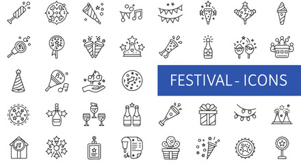 Celebration Icons Set Festive Designs for Events & Parties