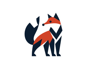 Geometric Fox Illustration in Bold Color Palette