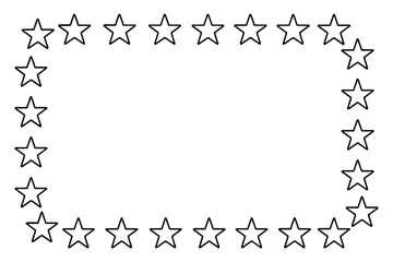 Hand drawn star border frame with rounded corners on white background