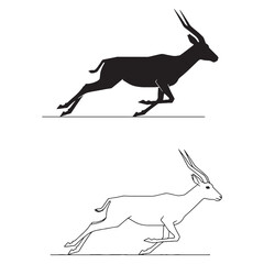 The Antelope Body Outline Package - Silent Grazing - Thin Legs - Antelope silhouette - Antelope lineart - Antelope vector - silhouette & lineart of Antelope

