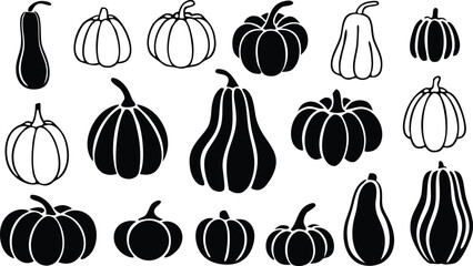 set of different vegetables silhouette