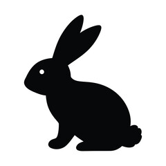Obraz premium Black silhouette of a sitting rabbit with long ears