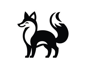 Stylized Fox Silhouette Vector Illustration with Smiling Expression