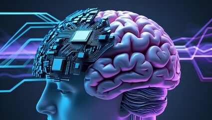 Futuristic AI Brain Integration – Human Intelligence Merging with Advanced Technology