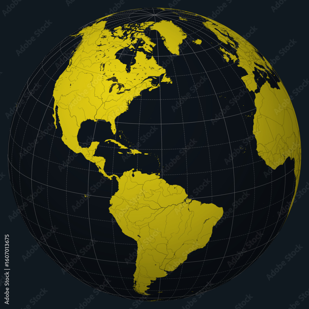 Poster sint maarten on globe. country view on the world map in charcoal bright yellow color palette. sint m