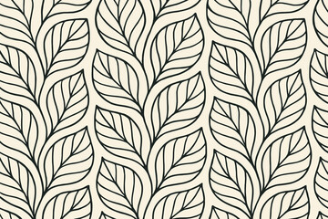 Elegant repeating pattern of stylized leaves in a natural organic design