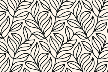 Elegant hand drawn botanical leaf pattern seamless background texture