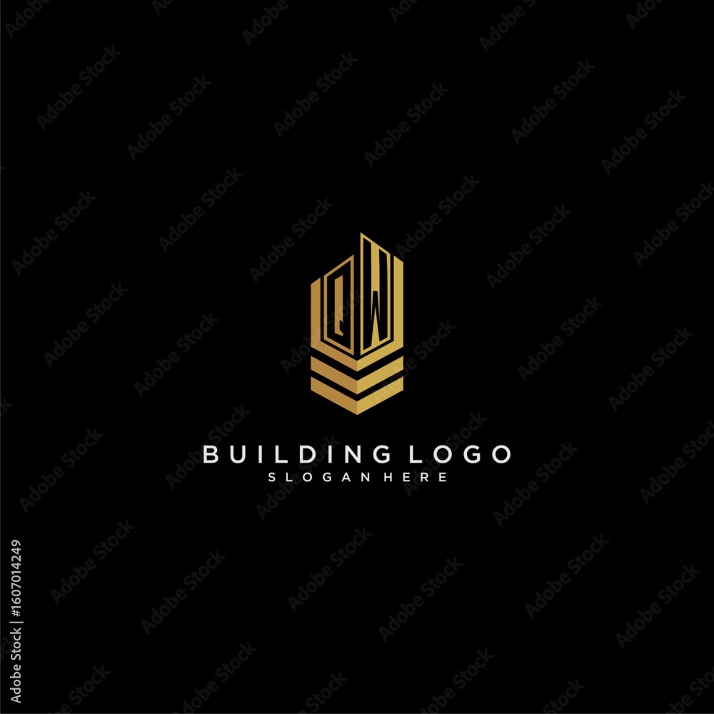 Fototapete qw initial monogram logo for real estate with building style